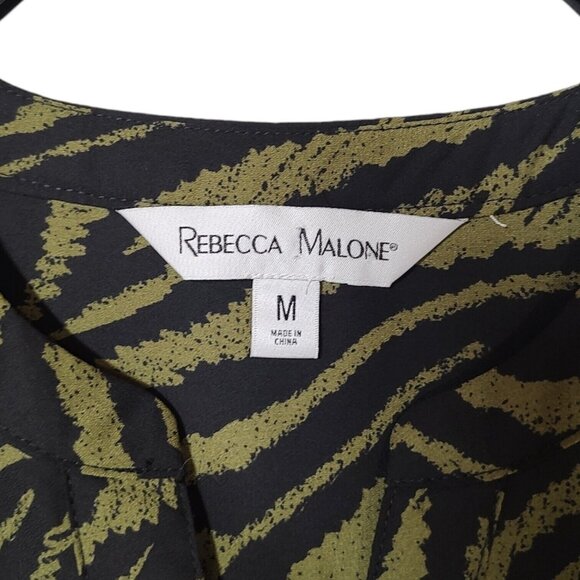 Rebecca Malone Green Black Zebra Print Top Long Sleeves Size Medium NWT $44 - Picture 8 of 9